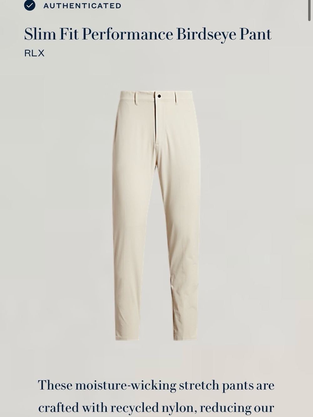 RLX Ralph Lauren Slim Performance Chinos - Cream